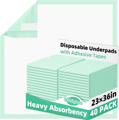 Disposable Underpads with Adhesive Tapes 23'' X 36'' Chucks Pads Heavy Absorbency Incontinence
