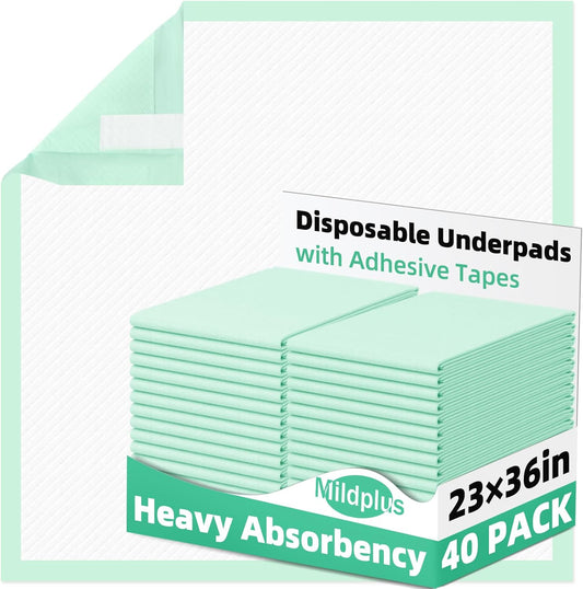 Disposable Underpads with Adhesive Tapes 23'' X 36'' Chucks Pads Heavy Absorbency Incontinence