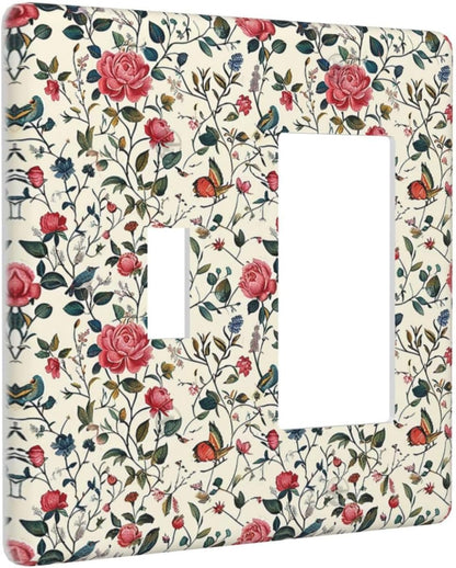 Outlet Covers Vintage Flowers Rose Leaf Bird Butterfly 1 Toggle 1 Rocker Combination Decorative