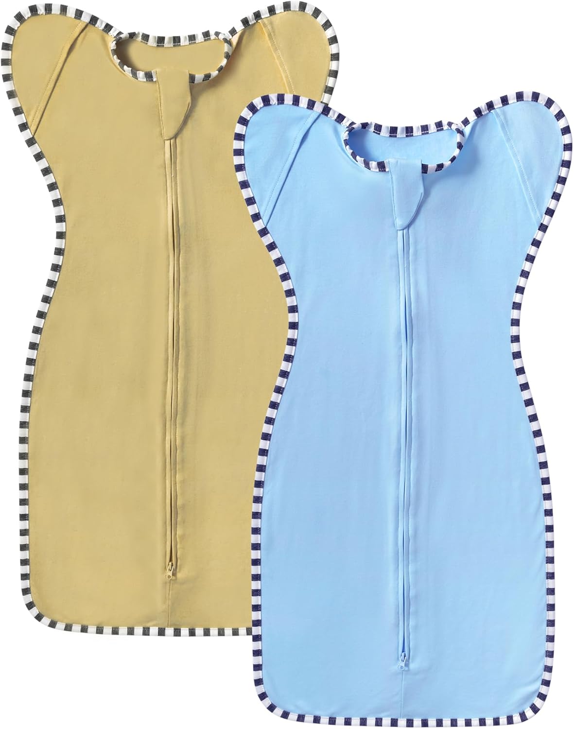 Transition Swaddle, 2 Pack 100% Cotton Baby Sleep Sack, 2-Way Zipper Infant Arm Up Swaddle for