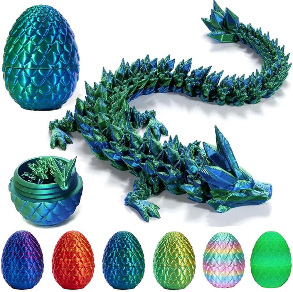 3D Printed Dragon Egg, Mystery Crystal Dragon Egg Fidget Toys Surprise, Articulated Crystal Dragon