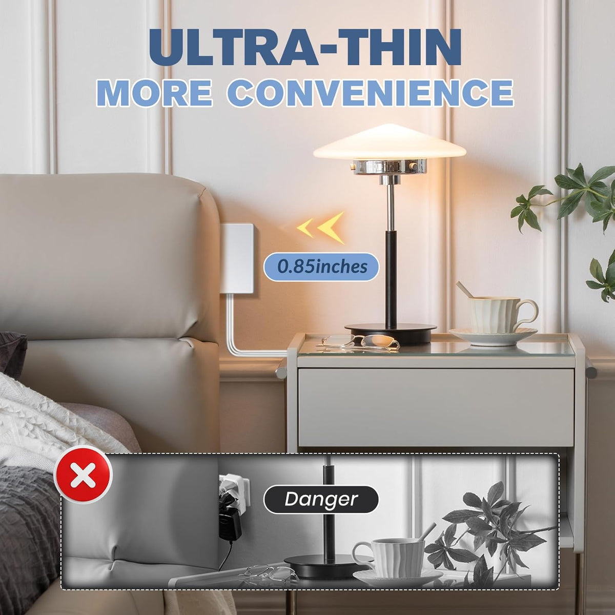 Outlet Concealer Power Strips (8ft (Multi Ports,AC,USB&Type-C))