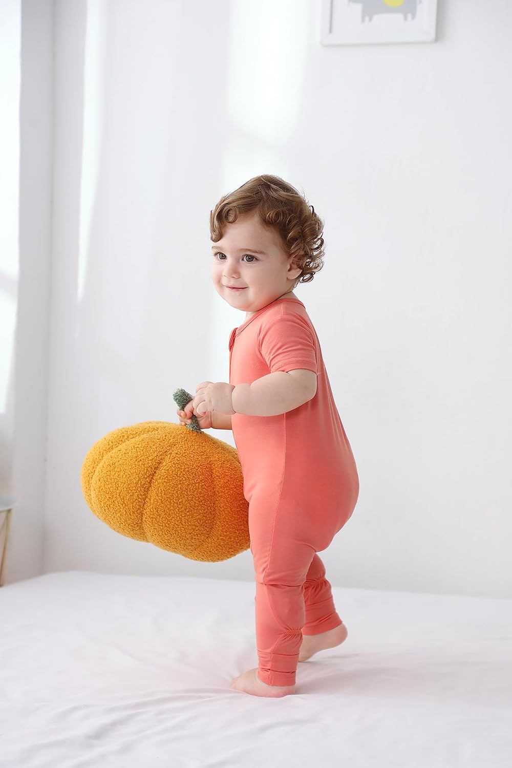 GUISBY Rayon Made from Bamboo Baby Pajamas, Summer Short Sleeve Footless Rompers, 2 Way Zipper