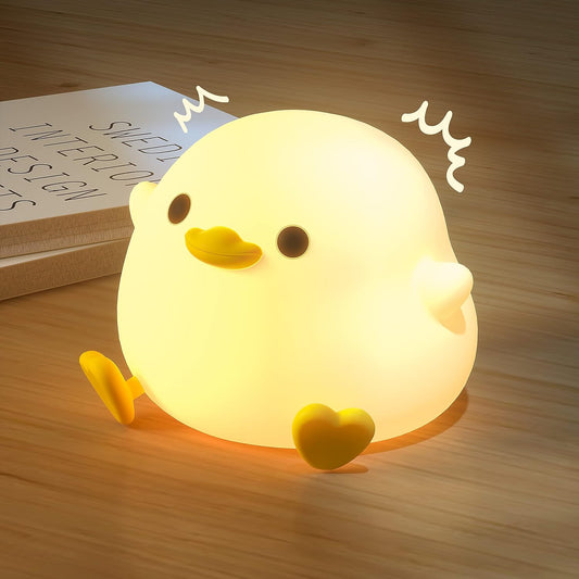 UNEEDE LED Cute Bean Duck Night Light, DoDo Duck Silicone Nursery Night Light Rechargeable Table