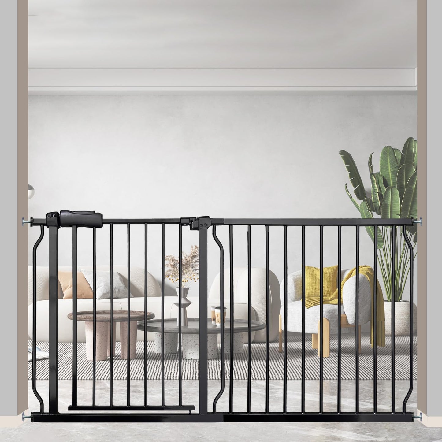 Extra Wide 57.5-62 Inch Large Baby Gates for Stairs, Doorways - No Drilling, Pressure Mounted Pet