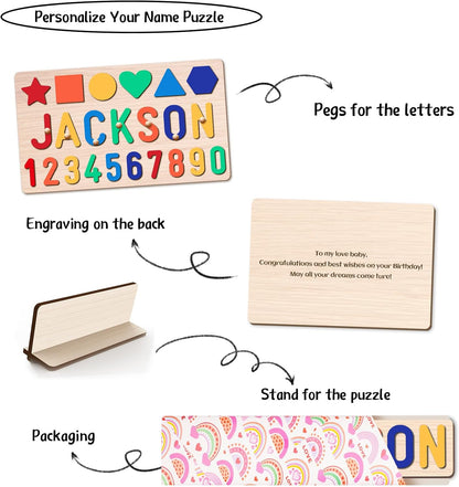 Personalized Name Puzzle for Kids, Personalized Baby Gifts Name Puzzles for Toddlers 1-3, 1st