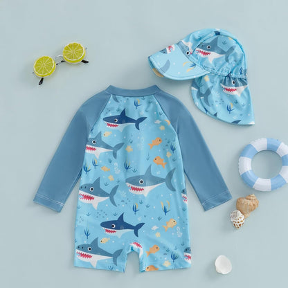 Hnyenmcko Baby/Toddler Boy Rash Guard Swimsuit Long Sleeve One Piece Zipper Swimwear Sunsuit Infant
