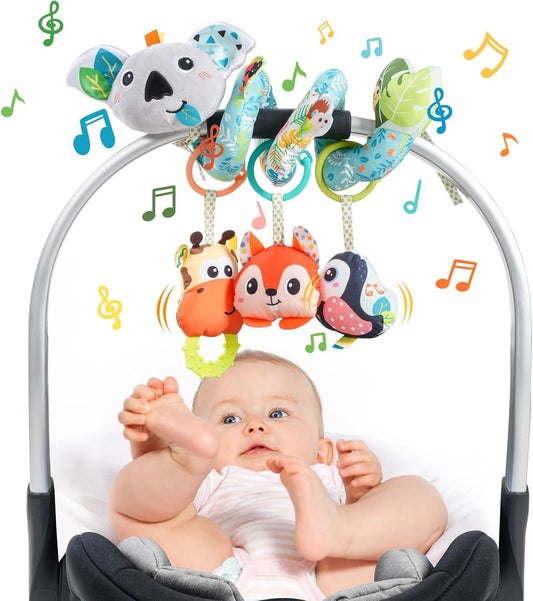 Jollybaby Crib Stroller Car Seat Toys for Baby 0-3-6-9-12 Months, Tummy Time Hanging Sensory Toys