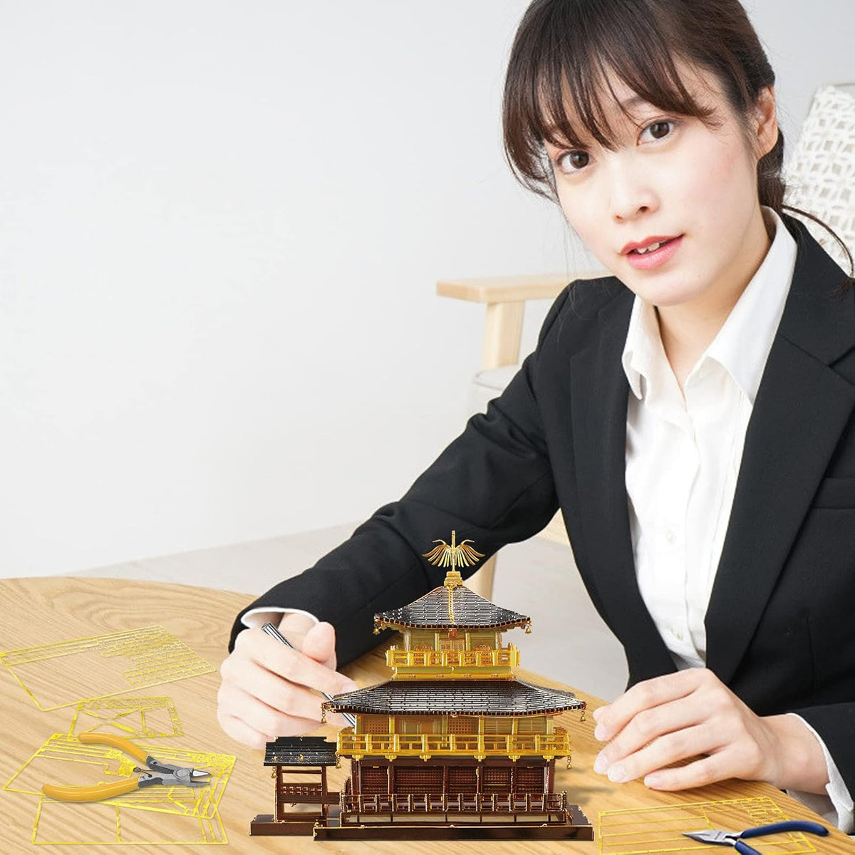 Piececool 3D Metal Model Kits for Adults, Kinkaku-ji Golden Pavilion Model Building Kits