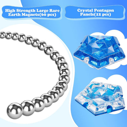 Magnetic Fidget Sphere Magnets Balls - Crystal Diamond Blue Holographic Glitter - Magnet Fidgets