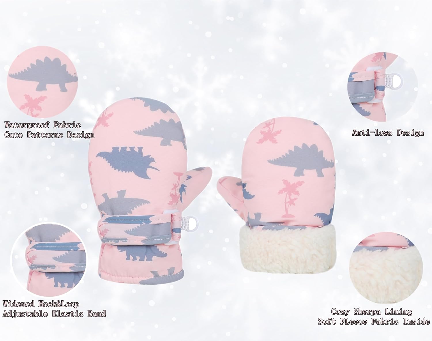 Toddler Gloves Kids Mittens Winter Warm Lined Fleece Gloves Waterproof Snow Baby Mitten for Boys
