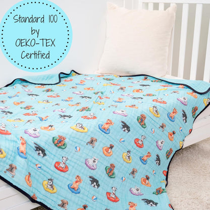 LollyBanks Muslin Blanket 100% Organic Cotton, Summer Muslin Quilt Lightweight, 6 Layers Baby