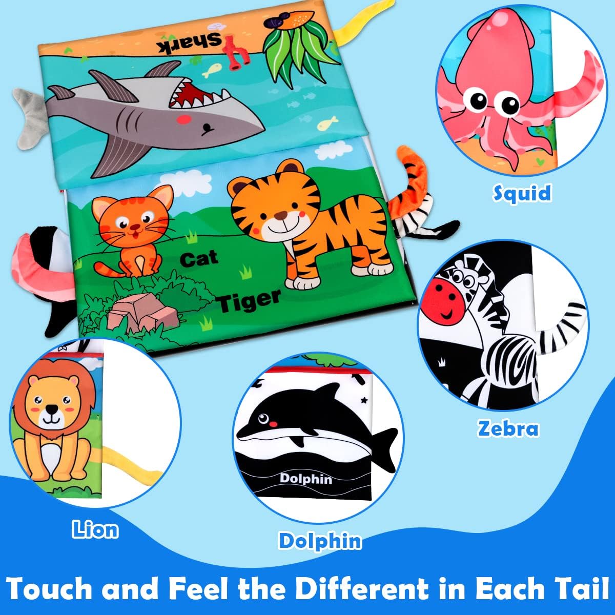 Baby Toys 0-6 Months - Tummy Time Toy Baby Mirror Infant Toys with Cloth Book - Black and White