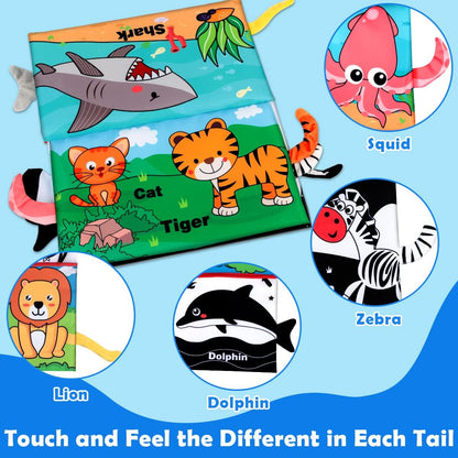 Baby Toys 0-6 Months - Tummy Time Toy Baby Mirror Infant Toys with Cloth Book - Black and White
