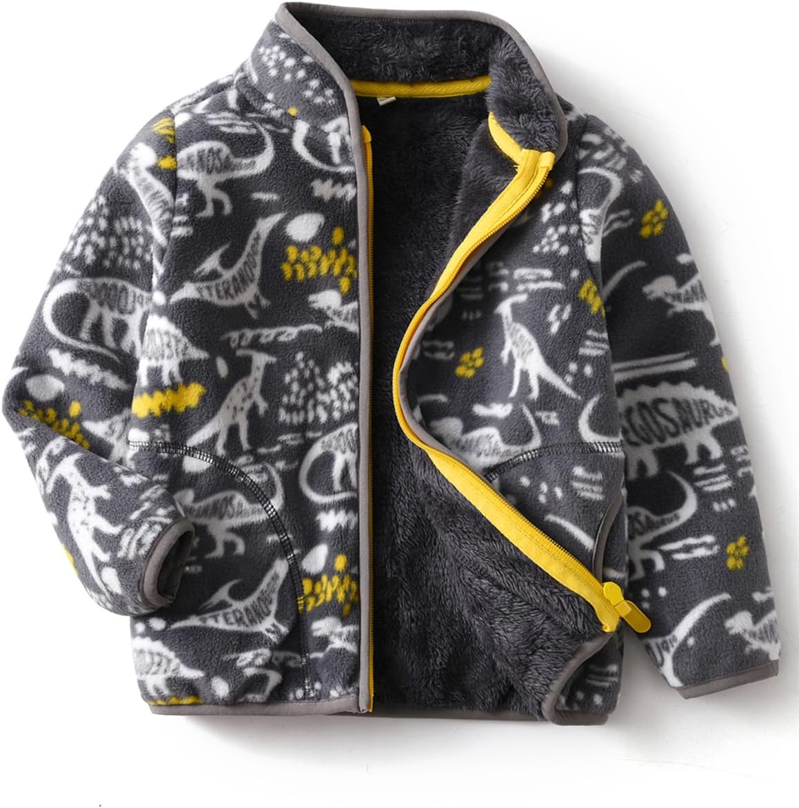 Kids Printed Polar Fleece Jacket Toddler Baby Boys Girls Autumn Winter Warm Sherpa Lining Outerwear