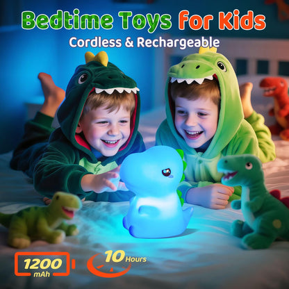 Dinosaur Toys for Kids 3-5, 16 Colors+Silicone+Dimmable+12 Hr Use Night Light for Kids Night Light