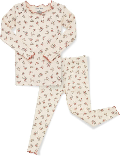AVAUMA Baby Boy Girl Pajama Set 6M-7T Kids Cute Toddler Snug fit Flower Pattern Design Pjs Cotton