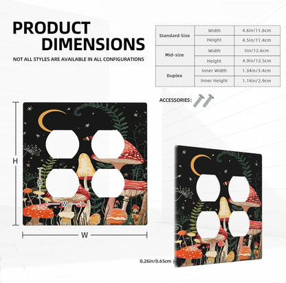 Moon Star Red Mushroom Forest Butterfly Green Plant Outlet Covers 2 Gang Double Duplex Decorative