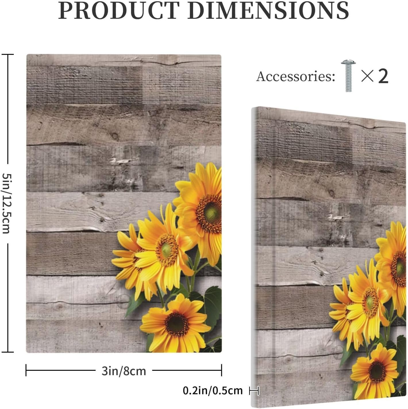Sunflower Rustic Brown Gray Wood Light Switch Cover Plate 1 Gang No Device Blank Electrical Wall