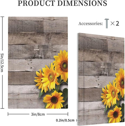 Sunflower Rustic Brown Gray Wood Light Switch Cover Plate 1 Gang No Device Blank Electrical Wall