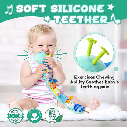 Baby Toys 0 to 12 Months, Musical Stuffed Animal Activity Soft Toy with Multi-Sensory Crinkle