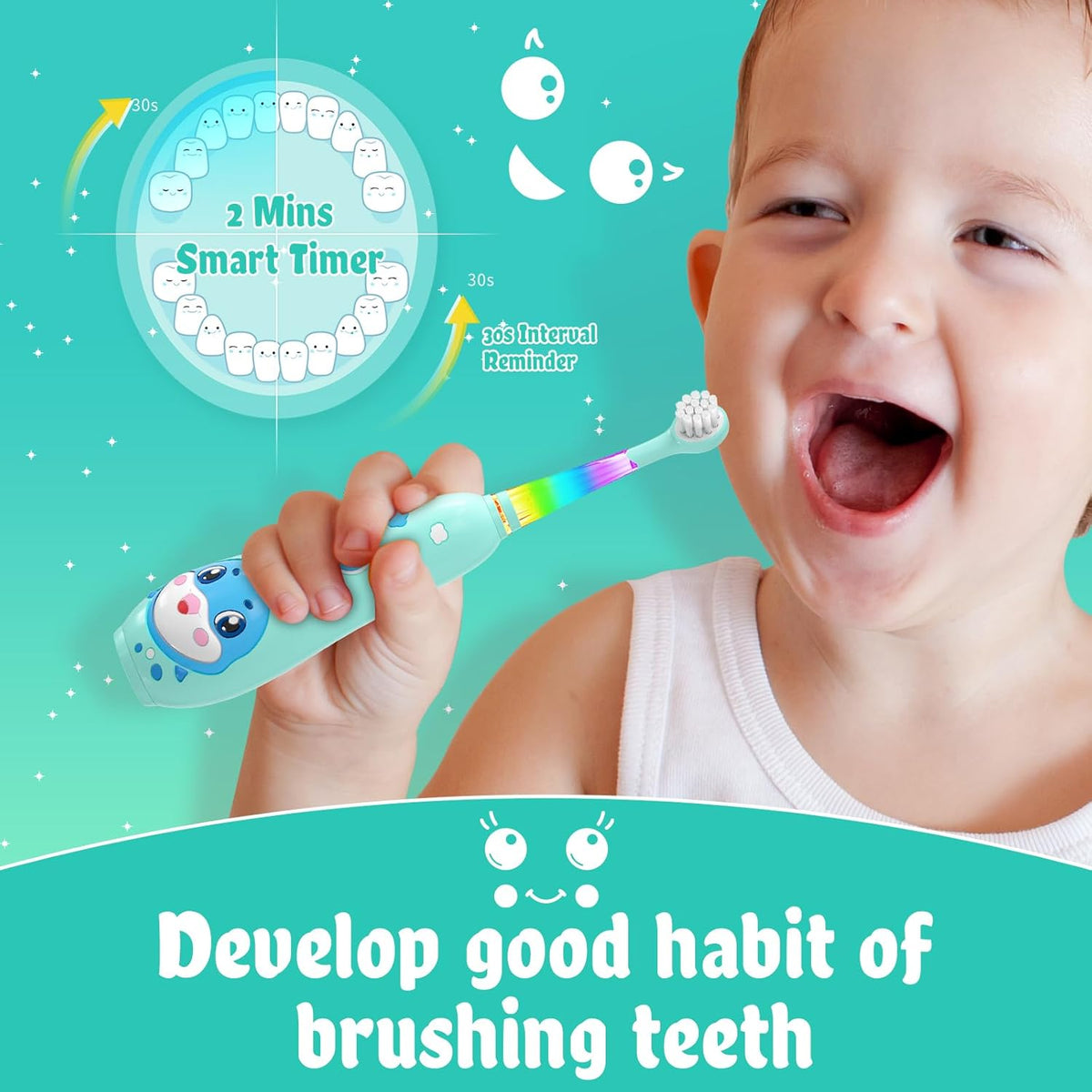 SEAGO Kids Electric Toothbrushes Rechargeable, Toddler Electric Toothbrush with Magnetic Charging