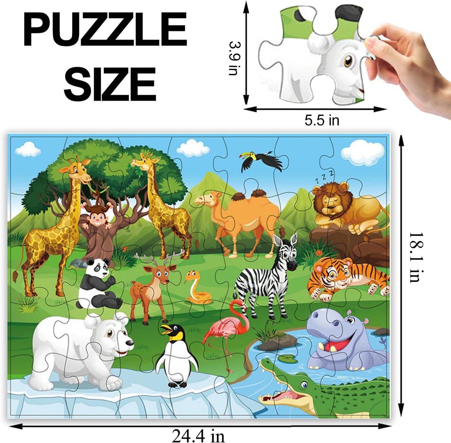 Jumbo Floor Puzzle for Kids, Large Jigsaw Puzzles 35 Piece for Kids Ages 3-5,Preschool Learning &