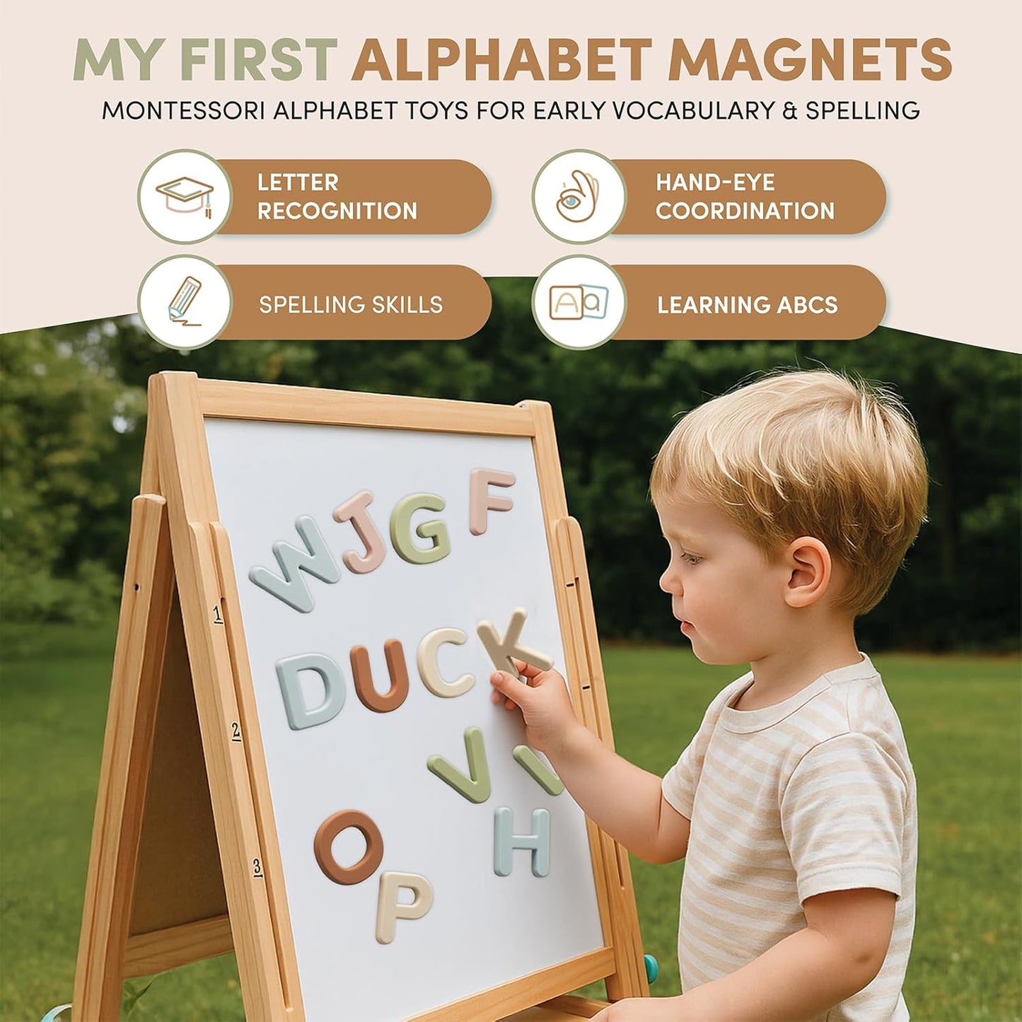 JoyCat Silicone Alphabet Magnetic Letters, 26 Uppercase ABC Fridge Magnets for Toddlers & Kids