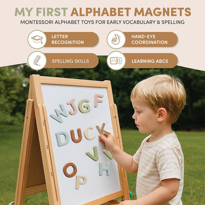 JoyCat Silicone Alphabet Magnetic Letters, 26 Uppercase ABC Fridge Magnets for Toddlers & Kids