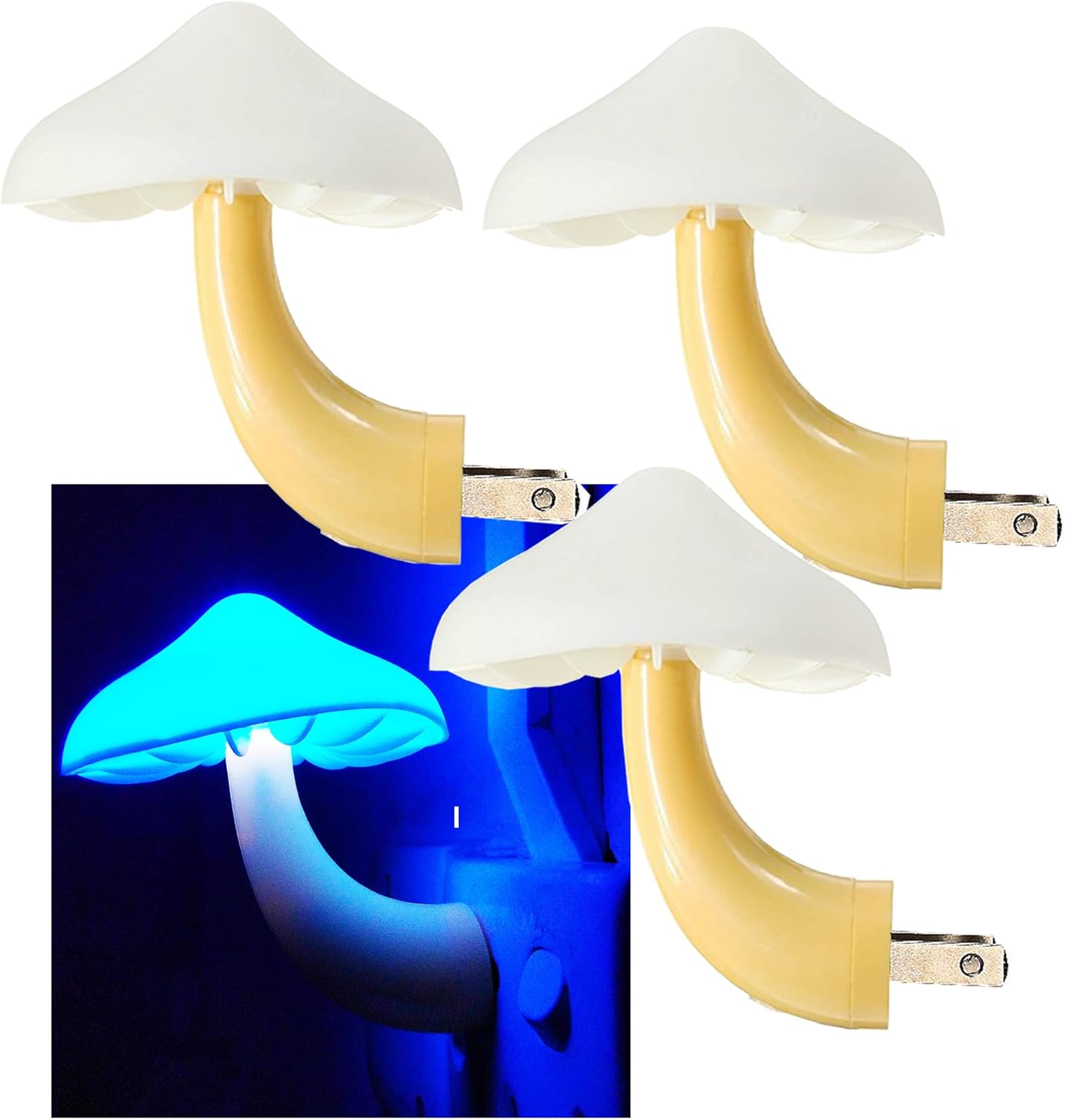 AUSAYE 3Pack Sensor LED Night Light Plug in Lamp Magic Mushroom Nightlight Cute Night Lights for