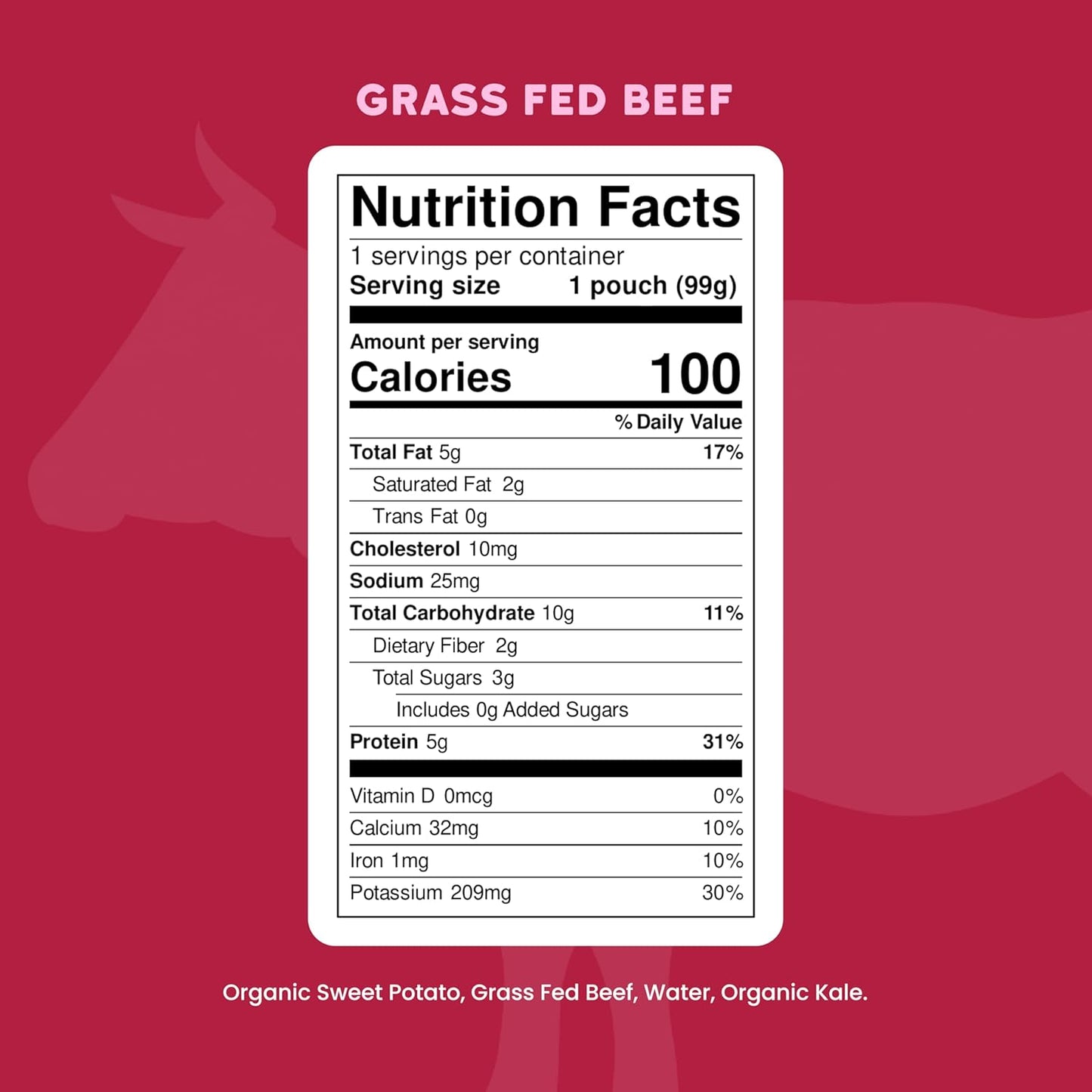 Serenity Kids 6+ Months Baby Food Pouch Puree - Grass Fed Beef, Kale & Sweet Potato - Ethically