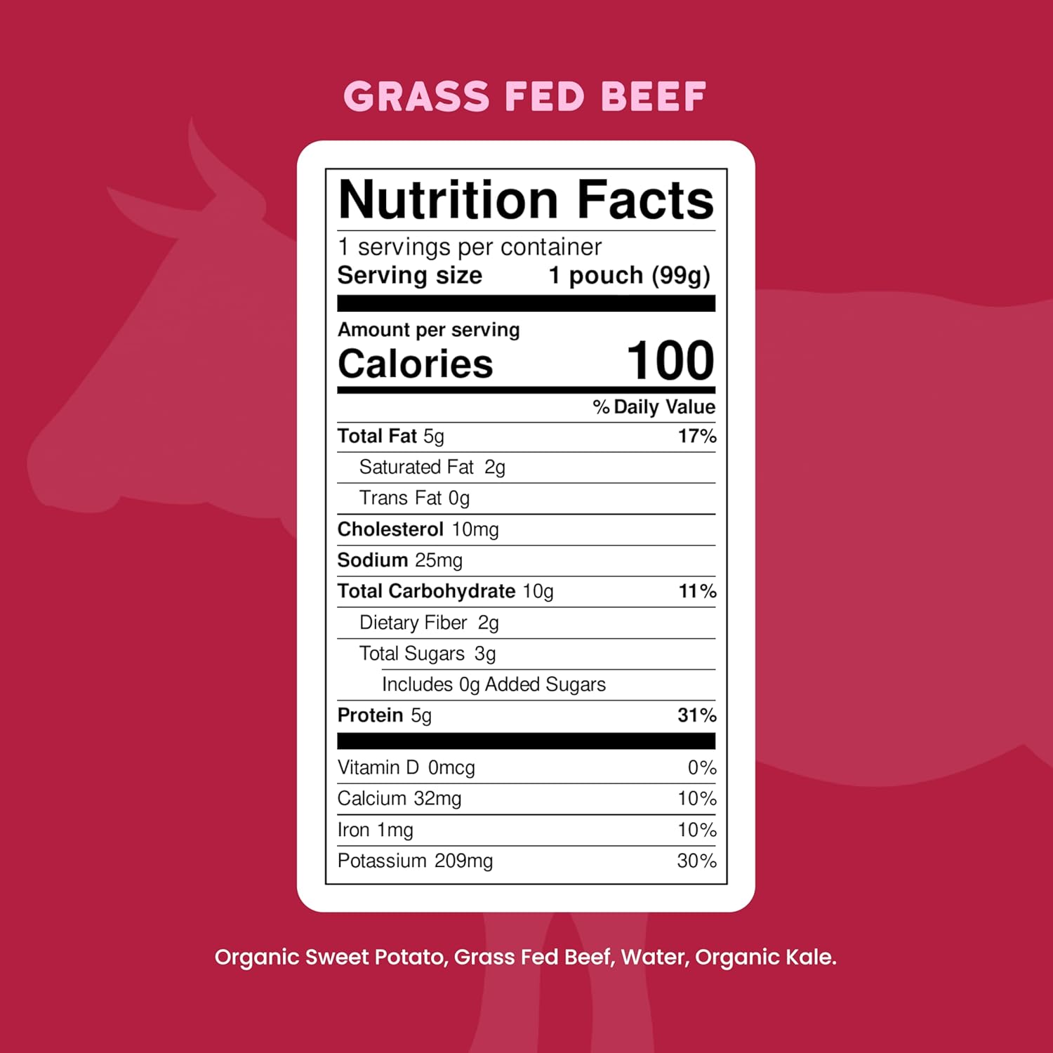 Serenity Kids 6+ Months Baby Food Pouch Puree - Grass Fed Beef, Kale & Sweet Potato - Ethically