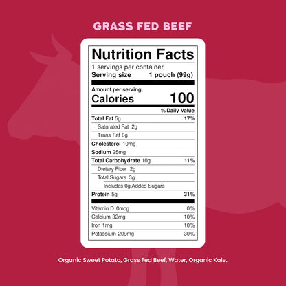 Serenity Kids 6+ Months Baby Food Pouch Puree - Grass Fed Beef, Kale & Sweet Potato - Ethically