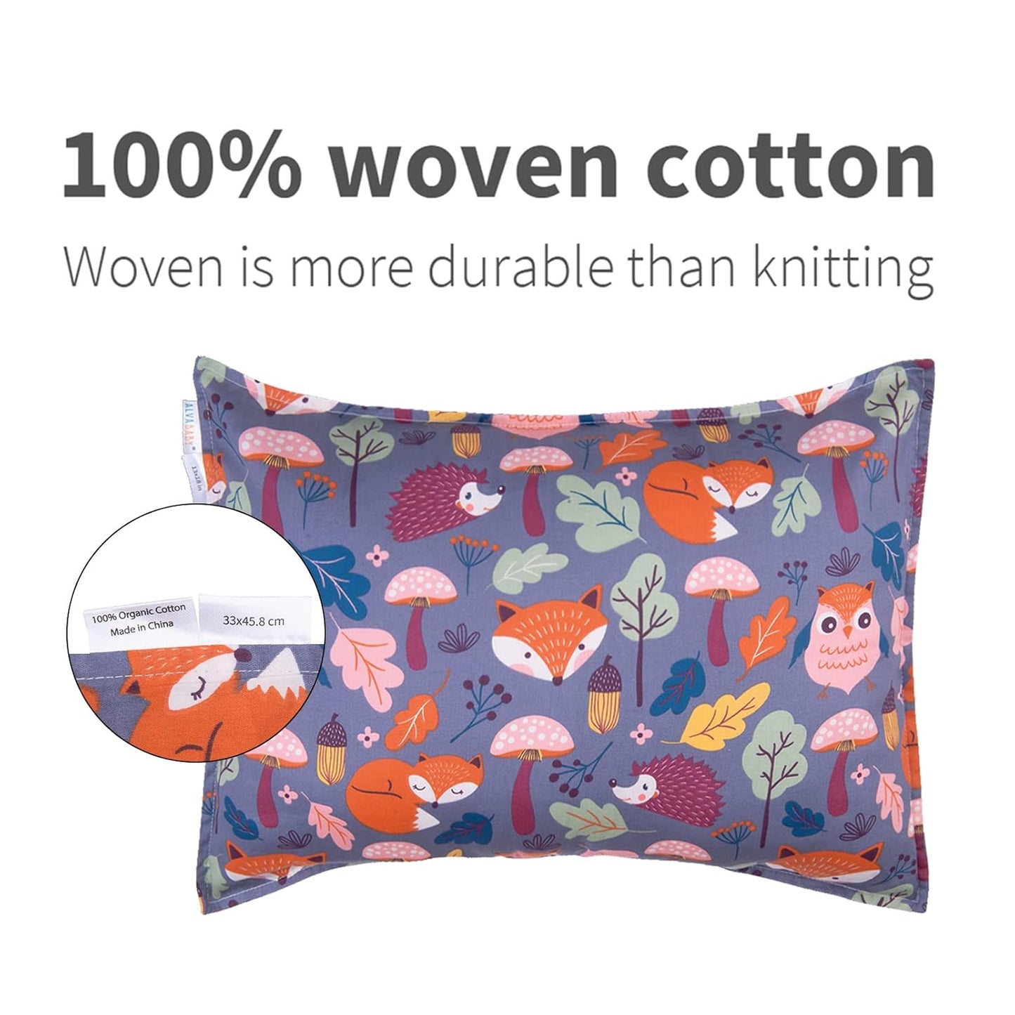 ALVABABY Toddler Pillowcases 2 Pack Organic Cotton Kids Pillow Cover Fit 13"x 18" or 12"x28"