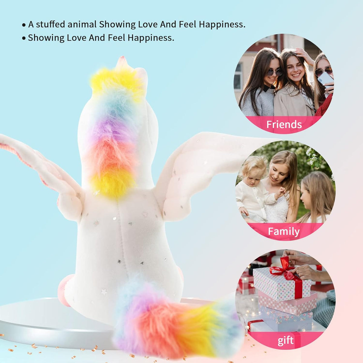 Sew Butiful 8" Unicorn Stuffed Animal - Cute Plush Toy Gift for 3-8 Years Old Girls, Soft Birthday