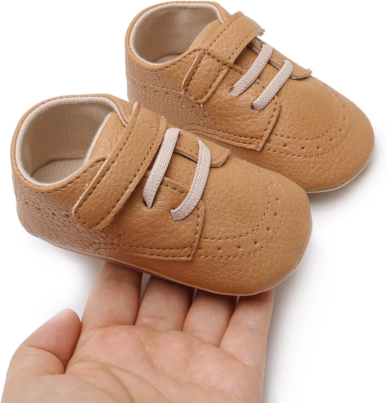 SOFMUO Baby Boys Girls High Top Ankle PU Leather Sneakers Soft Rubber Sole Infant Moccasins Newborn