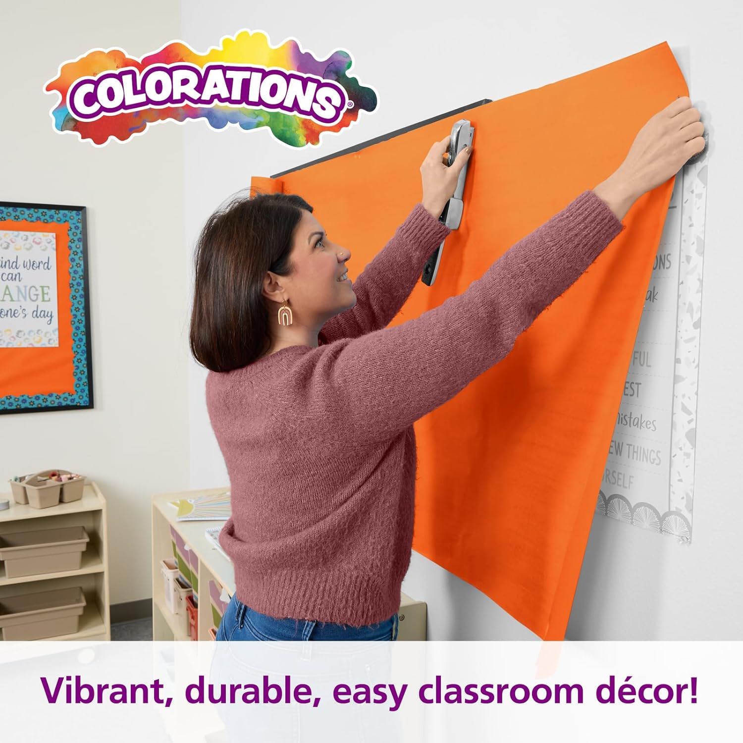 Colorations Arts and Crafts Paper Roll - Orange, Dual Surface, Finger Paints, Painting