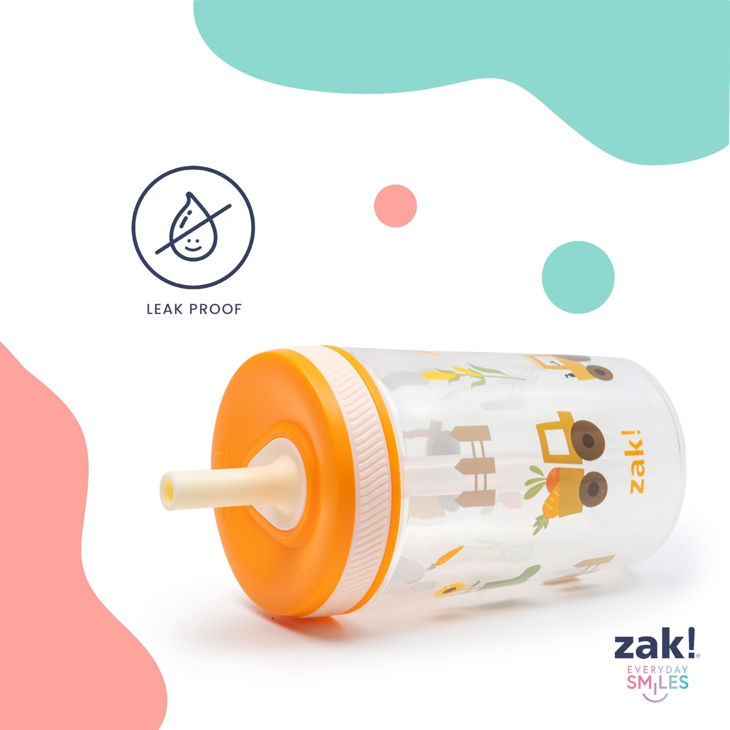 Zak Designs Kelso Toddler Cups For Travel or At Home, 15oz 2-Pack Durable Plastic Sippy Cups With