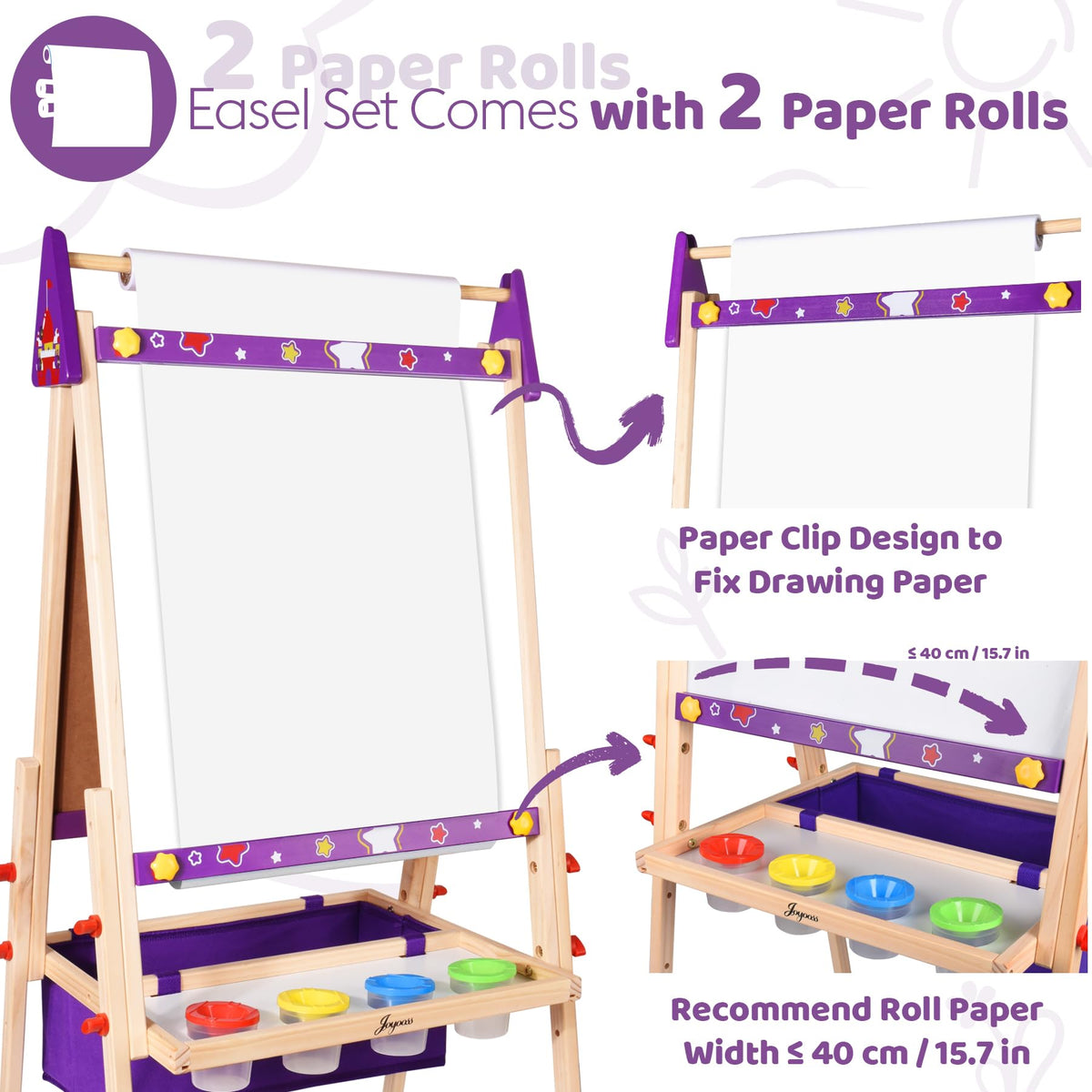 Joyooss Art Easel for Kids Easel for Toddlers,Adjustable Standing Wooden Toddler Easels Kid