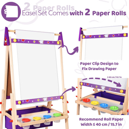 Joyooss Art Easel for Kids Easel for Toddlers,Adjustable Standing Wooden Toddler Easels Kid