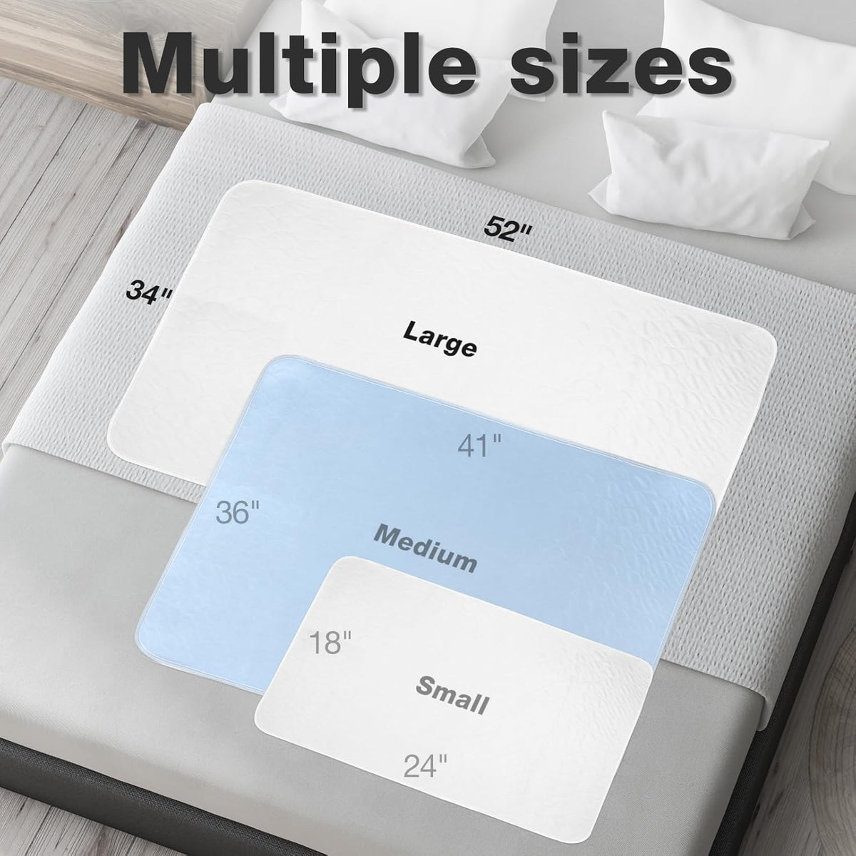 Bed Pads Washable Waterproof, 34" x 52" (2 Pack) Incontinence Bed Pads, Waterproof Bed Pad & Pee