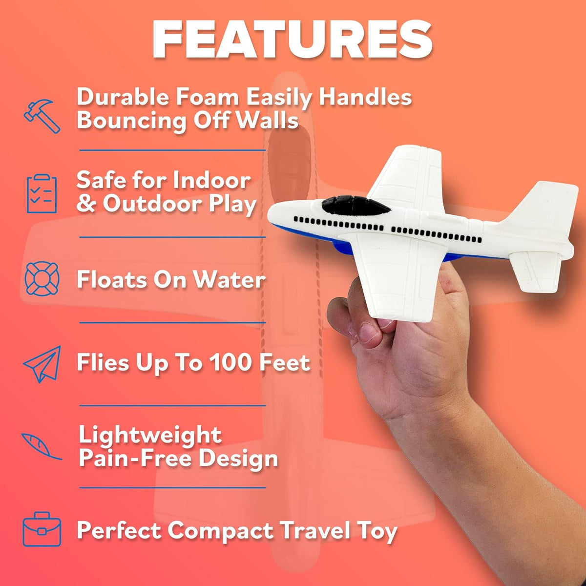 Airplane Toy Foam Glider: Airplane Toys For 3 Year Old & Airplanes For Kids 2-4 Toy Airplane For