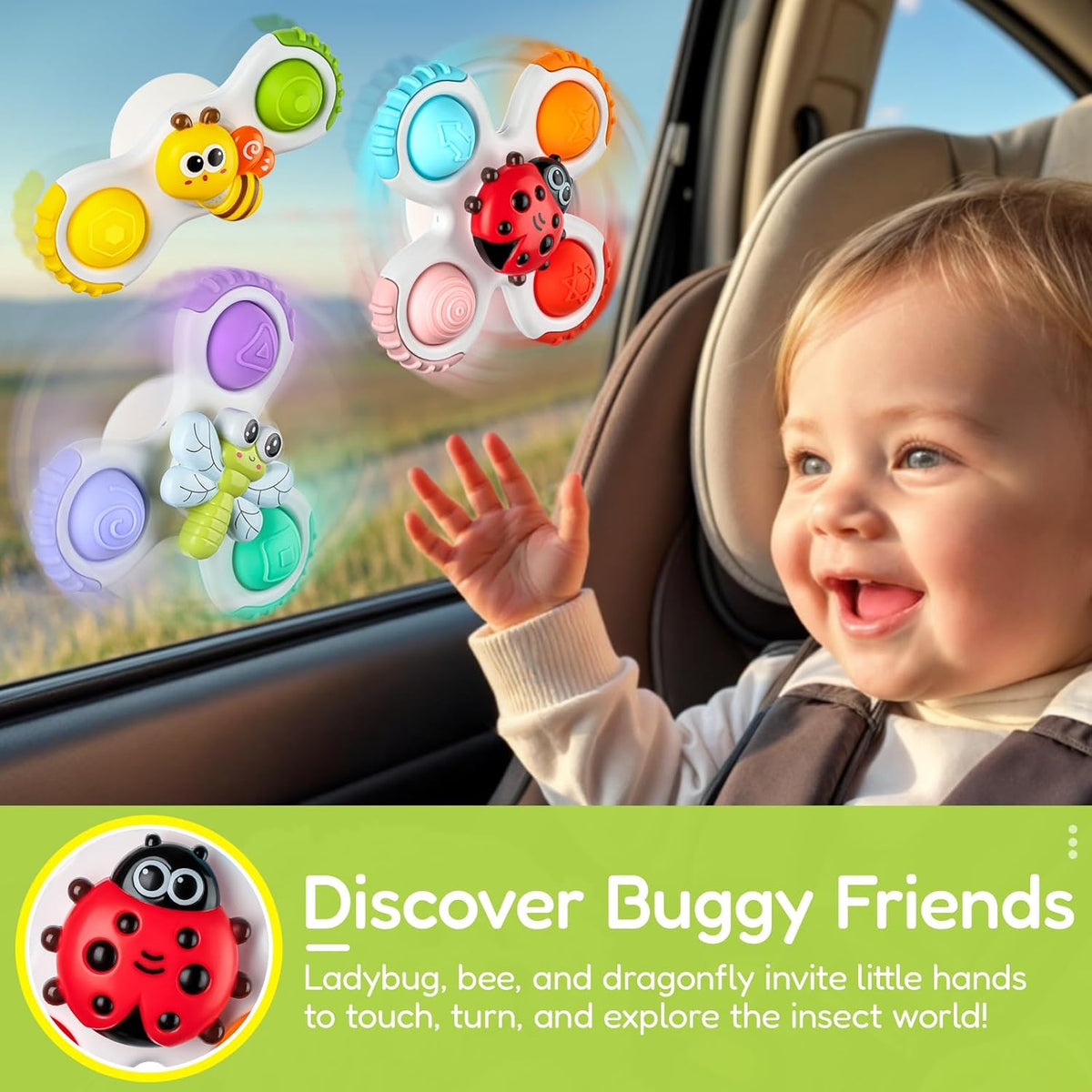 ALASOU 3PCS Pop Suction Cup Spinner Toys for 1 Year Old Boy Girl|Novelty Spinning Tops Toddler Toys
