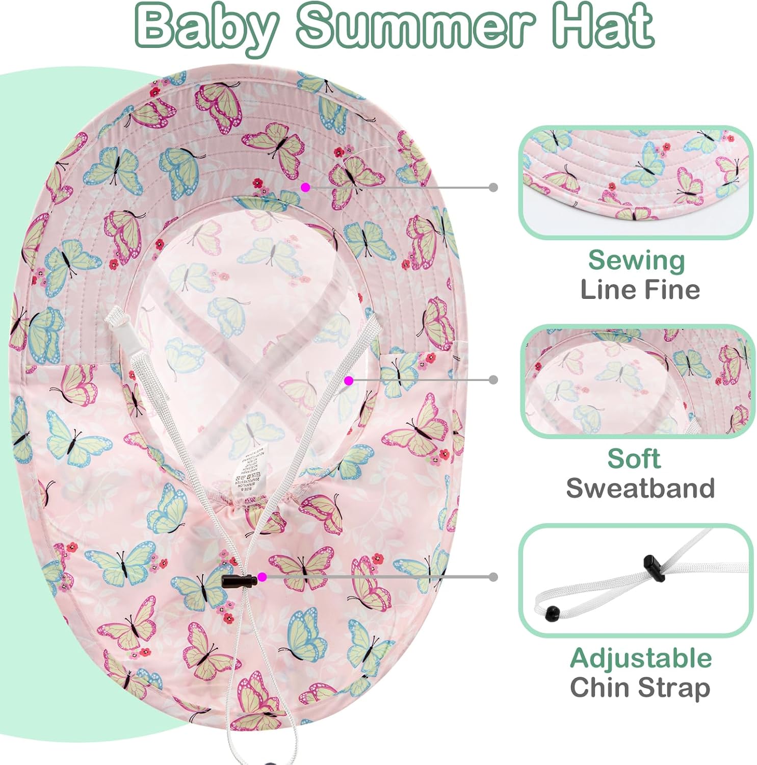 XIAOHAWANG Girls Sun Hat Baby Beach Hats Boys UPF 50+ Kids Summer Protection Cap Toddler Breathable
