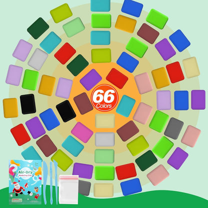 Air Dry Clay 66 Colors, Modeling Clay for Kids, Model Magic Clay, DIY Molding Clay Kit with