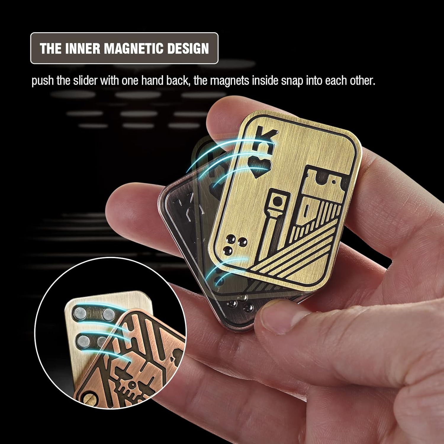 Metal Fidget Toys, EDC Fidget Slider, Poker Push Card, Cool Office Toy for Men, Anxiety Autism ADHD