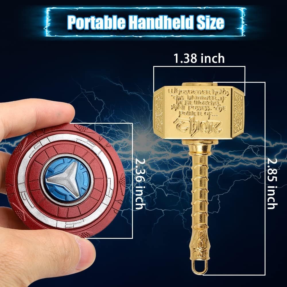 Transformable Fidget Spinner, Metal Hand Hammer Fidgit Chain Toy for Kids Adults, Cool Shield