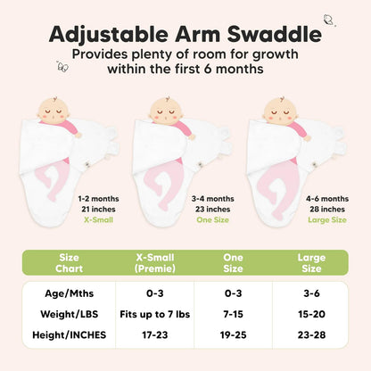3-Pack Organic Baby Swaddle Sleep Sacks - Swaddles for Newborns, Infant 0-3 Months, Baby Girls