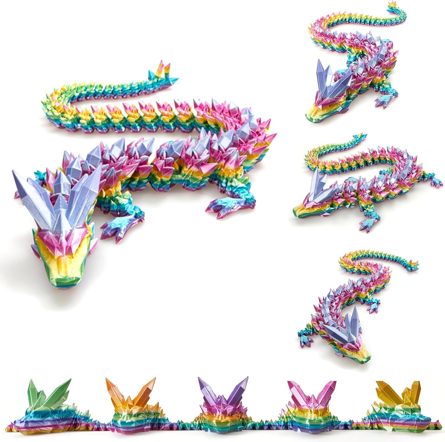 3D Printed Dragon, 3D Dragon ,30 Inch 3D Printed Fidget Dragon, Bigger Fidget Crystal Dragon Toys
