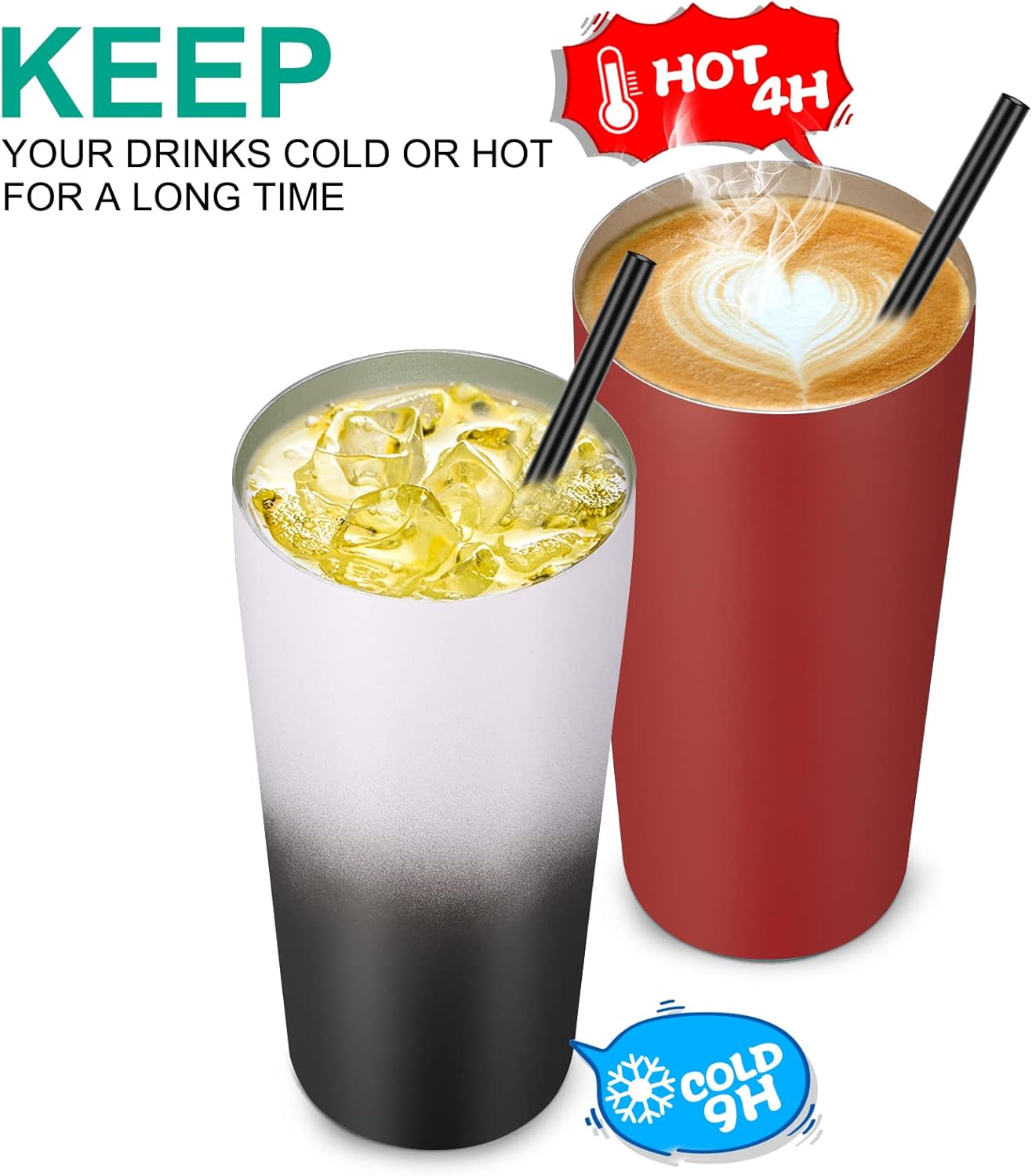 VEGOND 20oz Tumbler Bulk with Lid and Straw 12 Pack, Stainless Steel Vacuum Insulated Tumbler